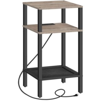 29.5" H высокий конец стола с зарядной станцией, 3-Уровень телефонного стола с регулируемыми полками, Узкий боковой стол с портом типа C и USB для гостиной, Спальня, Грейдж