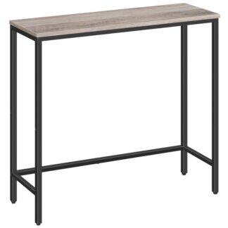 Table console, Table d'entrée mince pour couloir, Armature en métal, Table d'affichage compacte industrielle, Table de canapé pour petits espaces, Entrée, Salon, Robuste, Gris et Noir