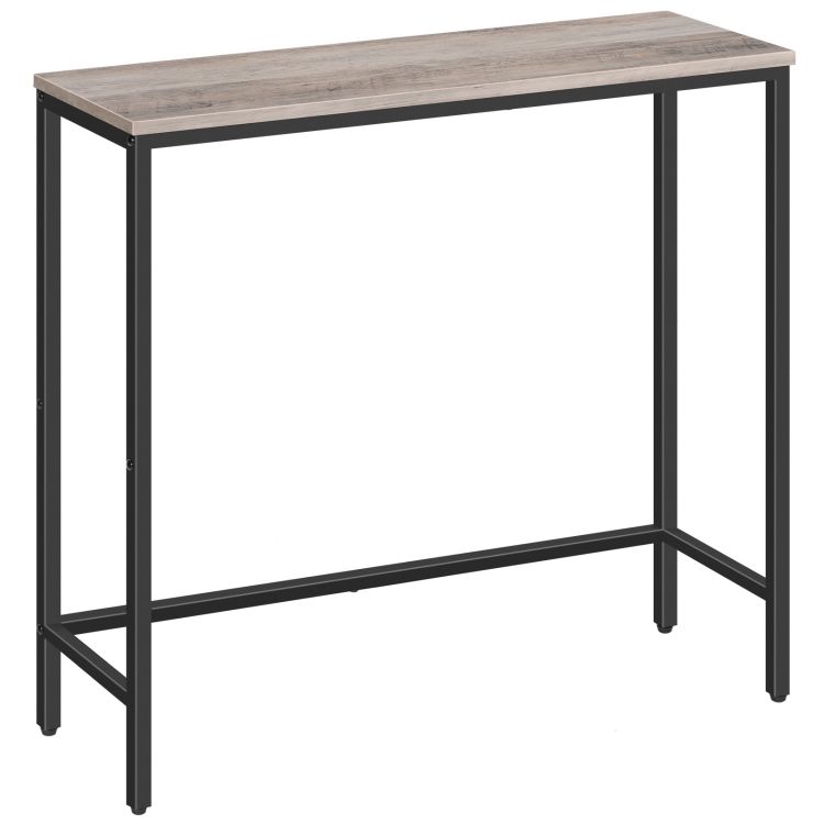 Console Table, Slim Entryway Table for Hallway, Metal Frame, Industrial Compact Display Table, Sofa Table for Small Spaces, Entryway, Living Room, Sturdy, Grey and Black