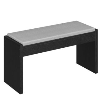Entryway Bench, Upholstered Dining Bench, 35 inch Upholstered Indoor Shoe Bench with Cushion, Space-Saving, Modern Style, for Living Room, Bedroom, Hallway, Black and Gray