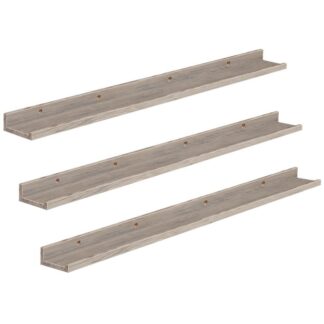 étagères flottantes, Ensemble de plate-forme murale de 3, 35.4 pouces étagère suspendue avec bord surélevé et supports invisibles, pour salle de bain, chambre à coucher, cuisine, bureau, décor de salon, Grille