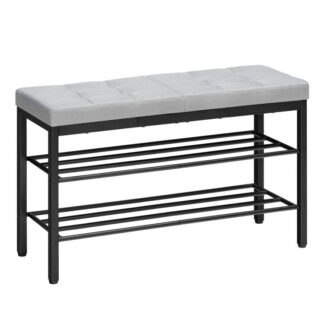 Schong Bänk, Entrée Späicherbank mat Këssen, Schong Rack fir Entrée, 29.5" L x 12" W x 18.1" H, Shoe Regal mam Sëtz, fir Wunnzëmmer, Schlofkummer, Gang, Entrée, Gro a schwaarz