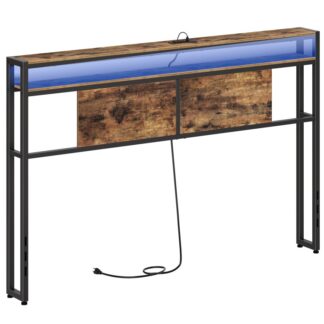 Узголів'я Queen Size, Узголів'я зі світлом і розетками, Узголів'я с 2 Полиці для зберігання, Стійка для зберігання, Регульована висота, Міцний і стабільний, Легка збірка, Сільський коричневий і