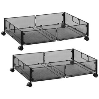 تخزين تحت السرير, حاوية تخزين على عجلات, درج تخزين سرير قابل للطي مع مقبض سحب, منظم تحت السرير, للملابس, البطانيات, أحذية, الفراش, أسود