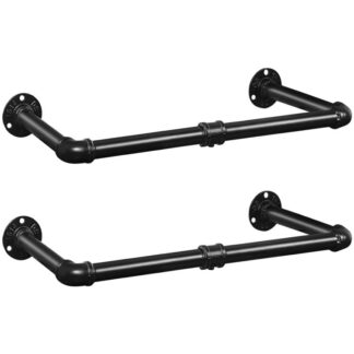 Industrial Pipe Clothes Rails Set of 2 60 cm Wall Mounted Removable Clothes Rack Maximum Load 30 kg Space Saving Hallway Living Room Bedroom