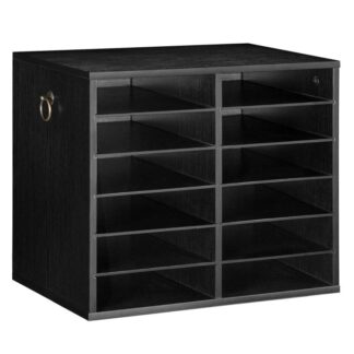 Organizátor dřevěné literatury, 12-Slotní třídič souborů, odnímatelný třídič pošty, Poštovní schránka ve třídě, Organizátor pošty, Organizátor úložiště papíru, pro kancelář, studie, třída, černý