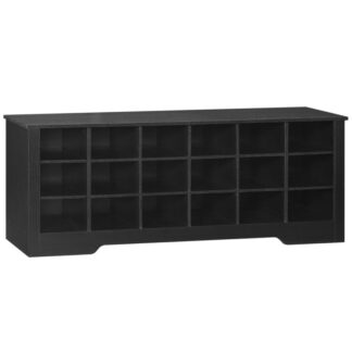 Schuhbank, 18 Cubbies Schuhaufbewahrungsbank, Multifunktionales Schuhfach, Lange Eingangsbank, Verstellbare Regale, für Schlafzimmer, Schlammraum, Flur, Kleiderschrank, Schwarz