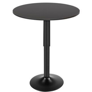 bar table, height-adjustable round pub table 27-35.4 inches, cocktail table with base, modern style, suitable for living room, dining room, bistro, black