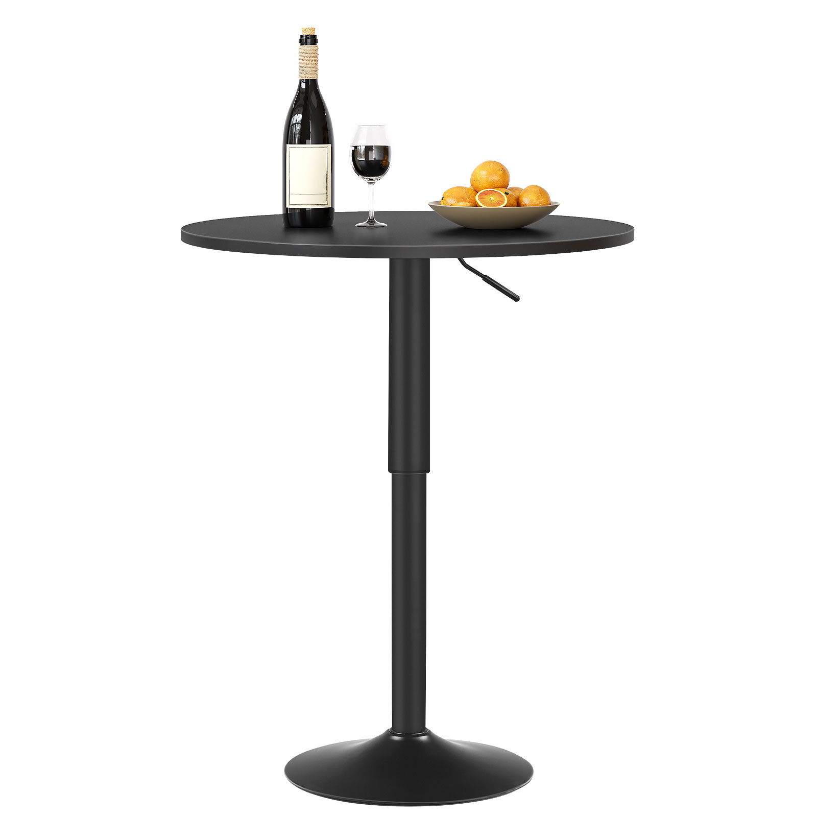Héicht justierbar Ronn Bar Table, 68.5cm-90cm Upassbar Pub Dësch mat stabil Base, Modern-Stil Cocktail Dësch fir Wunnzëmmer, Iesszëmmer, Bristro, Schwaarz