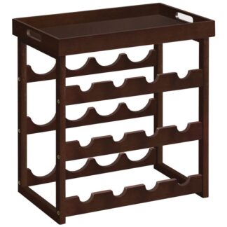 wine rack, bamboo wine rack countertop, 12-bottle with detachable tray, wine storage racks, wine organizer, for kitchen, dining room, living room, brown