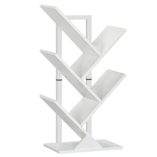 книжный шкаф, 4 полки, стеллаж для хранения, многофункция, Прочная структура, Сэкономить пространство для гостиной, изучать, офис, Легкая сборка, белый