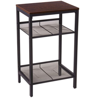 طاولة جانبية, طاولة مصباح النهاية الصناعية مع أرفف شبكة قابلة للتعديل, لمكتب ممر أو غرفة معيشة, خشب تبدو الأثاث لهجة, طويل القامة وضيق, التجميع سهل, لون الجوز