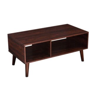 konferenčný stolík, prízvukový kokteilový stôl s skladovacími poličkami do obývacej izby, Moderný televízny stôl v polovici storočia, ľahká montáž, orechová farba