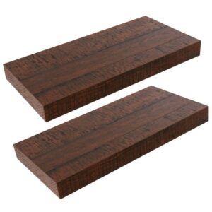 floating shelves, wall shelf set of 2, 15.7 inch hanging shelf with invisible brackets, for bathroom, bedroom, toilet, kitchen, office, living room decor, walnut color