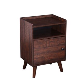 деревянная тумбочка, прикроватная таблица для небольших помещений, 3-Научанная тумбочка с дверью, Стол акцента на дереве, стабильное и прочное строительство, ореховый цвет