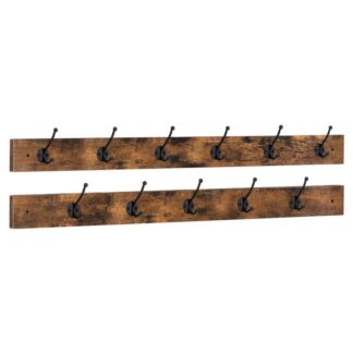 portemanteau mural, 2 paquet de manteau, 39.3" citer les cintres pour mur, crochets muraux rustiques avec 11 crochets noirs, pour le vestiaire, chambre à coucher, salle de bain, Racks de chapeau d'entrée, marron rustique