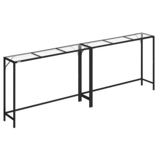 Console Table, 40.2 Modern Sofa Table Set of 2, Tempered Glass Hallway Table, Slim Couch Table, Narrow Sofa Table with Metal Frame, for Entryway, Living Room, Black