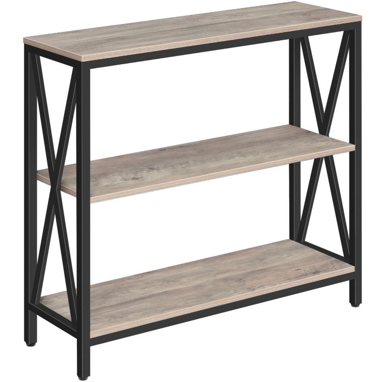 Sofa Table, Industrial Console Table, 3-Tier Narrow Side Table with Open Shelves, Foyer Table for Entryway, Hallway, Kitchen, Living Room and Bedroom, Easy Assembly, Greige