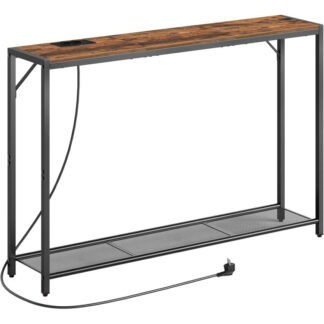 Keskeny konzolasztal, Oldalsó asztal töltőállomással és USB -portokkal, Bejárati asztal, 24 x 110 x 73 cm, Előszoba asztal, A kanapé mögött, a Nappalihoz, Előszoba, Szüret