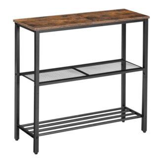 Console Table, 3-Tier Sofa Table, Narrow Entryway Table, Couch Table with Storage Shelves, Industrial Behind Couch Table, Hallway Table, for Living Room, Entrance, Rustic Brown