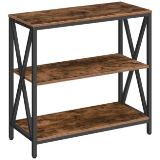 Console Table, 3-Tier Sofa Table with Open Shelves, Entryway Table, Narrow Side Table, for Hallway, Living Room and Bedroom, Sturdy and Stable, Easy to Assemble, Rustic Brown,