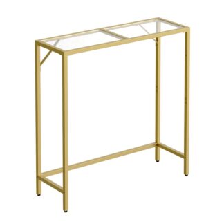 طاولة وحدة التحكم, 27" ضيق خلف طاولة الأريكة, طاولة مدخل من الزجاج المقسى بإطار معدني, أقدام قابلة للتعديل, النمط الصناعي, للمدخل, غرفة الجلوس, المدخل, شرفة, الثناء