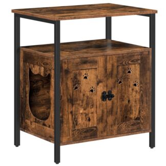 Mobili per lettiera per gatti, mobili per mobili per gatti in legno, Gabinetto di stoccaggio di WashRomm Cat CAT con ripiani aperti, Assemblaggio facile, per soggiorno, marrone rustico