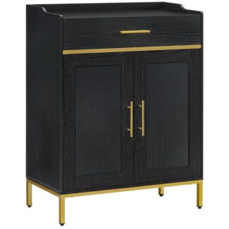 Shoe Storage Cabinet, Narrow Shoe Cabinet, Shoe Cabinet Storage for Entryway, Freestanding Shoe Organizer Cabinet, Shoe Rack Cabinet with Adjustable Shelves, Gold and Black