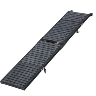 منحدر الكلاب للسيارة, منحدر درج الحيوانات الأليفة المحمولة مع سطح سجادة غير انزلاق, وزن خفيف & سلالم كلب متينة للكلاب الكبيرة تدخل سيارة, سيارات الدفع الرباعي & شاحنة, أسود