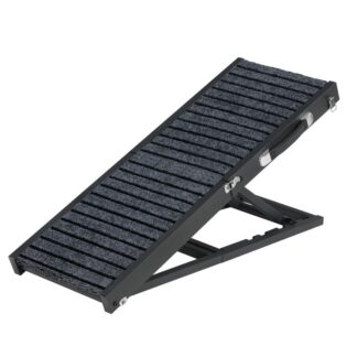 Psí rampa pro postel, Přenosná rampa pro malé psy s neklouzavým povrchem koberce, Nastavitelné od 10.6" to 20.9", Skládací schodiště pro domácí mazlíčky pro pohovku na pohovku vozidla, Černá a šedá