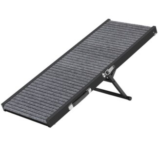 Psí rampa, 39.9'' Dlouhá přenosná rampa pro domácí mazlíčky s neklouzavým povrchem koberce, 5 Na úrovni výšky nastavitelné kroky pro psy pro psy, Skládací rampy psího auta na gauč, Postel, Černý