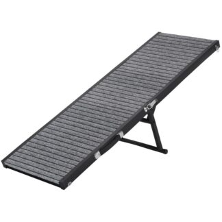 منحدر الكلب, 47.8'' منحدر درج الحيوانات الأليفة الطويل المحمولة مع سطح سجادة غير انزلاق, 5 مستويات ارتفاع خطوات الكلب قابلة للتعديل للكلاب الصغيرة, سلالم سيارة قابلة للطي للأريكة, سرير, أسود