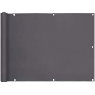 Brise-vue opaque pour balcon 75 x 600 cm PES Protection UV et coupe-vent avec attaches de cable, ?illets en aluminium et cordon Anthracite