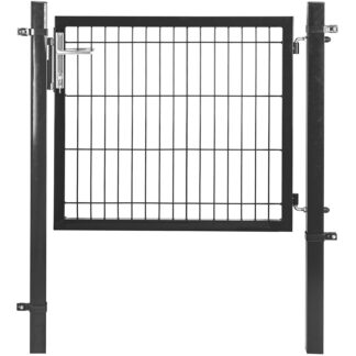 Garden Gate, Zinc Plated Steel Fence Doors, Gate, 106 x 95 cm (W x H), with Handle, Lock, Keys, with Hinges, Easy to Install, Grey