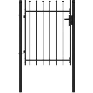 Garden Gate, Zinc Plated Fence Doors, Gate, 106 x 95 cm (L x H), with Handle, High-Quality Copper Lock, 3 Keys, Easy to Install, Grey