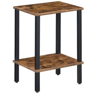 End Table, 2-Tier Side Table with Storage Shelf, Narrow Nightstand for Small Space, Wooden Bedside Table, for Living Room, Bedroom, Easy Assembly, Rustic Brown