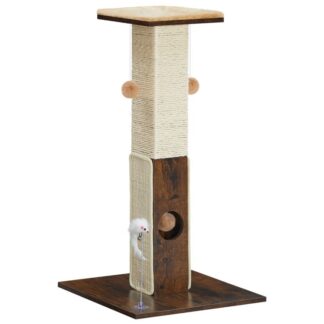 Kaz kraazt Post fir Indoor Kazen, 28.3" Grouss Kaz kraazt Posts, Sisal Cat Scratcher mat verstoppte Bäll fir grouss Kazen, Grouss Miwwel kraazt Kaz Aktivitéit scratcher, Rustikal Braun