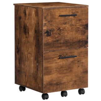 File Cabinet, Mobile Pedestal, 2-Drawer Office Cabinet, Filling Cabinet with 5 Wheels, for A4, Letter Size, Hanging File Folders, Rustic Brown