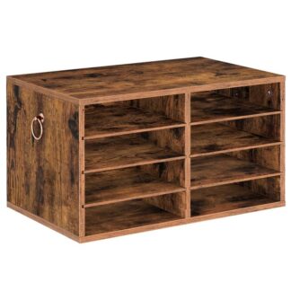 Organizátor dřevěné literatury, 8-Slotní třídič souborů, Odnímatelný třídič pošty, Poštovní schránka ve třídě, Organizátor papíru, Organizátor pošty, pro kancelář, Studie, Třída, Rustikální hnědá