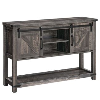 39.4" parasztház bejárati asztal tárolóval, Keskeny konzolasztal nyitott polcokkal és 2 szekrény, kanapéasztal csúszó istálló ajtókkal, a folyosóra, nappali, szürke szürke