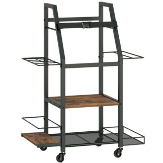 Гараж для хранения сумок для гольфа, Организатор сумки для гольфа, Большая подставка для хранения гольфа с колесом, подходит для гольф -клубов, Шары для гольфа и аксессуары для оборудования для гольфа, для гаража, клуб, деревенский коричневый