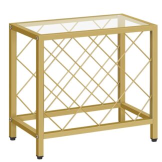 Винная стойка стойка, 10-стойка для хранения бутылочных вин, Держатель вина, отдельно стоящий, Закрашенная стеклянная панель, винная полка, для бара, столовая, кухня, золото