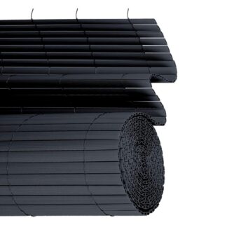 PVC Fence Screen, 90 x 400 cm, PVC Privacy Screen, with Reinforcement Slats and Cable Ties, Weatherproof, for Balcony, Patio, Garden, Dark Grey