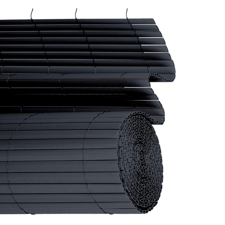 PVC aidanäyttö, 90 x 400 cm, PVC -tietosuoja -näyttö, Vahvistuslevyillä ja kaapelisidoksilla, Säänkestävä, parvekkeelle, Patio, Puutarha, Tummanharmaa