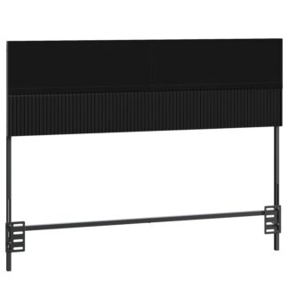 Black Full Size Headboard Only with Wavy Panel Design, Modern Wooden Bed Headboard and Metal Frame, Connection Adapter Included, Easy Assembly