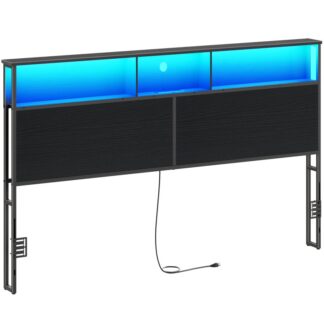 اللوح الأمامي بحجم كينغ, اللوح الأمامي مع 2 محطة شحن, مصابيح LED, النوع-A و Type C, اللوح الأمامي الصناعي مع التخزين, ارتفاع قابل للتعديل, أسود