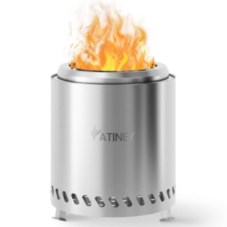 حفرة النار على الطاولة, 8.7'' حفرة النار التي لا يدخن, حفرة النار من الفولاذ المقاوم للصدأ مع حامل, حفرة نار محمولة وآمنة للحرق مع حقيبة سفر, للمنزل وفناء التخييم, فضة