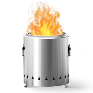 حفرة النار التي لا يدخن, حفرة النار من الفولاذ المقاوم للصدأ مع حامل, مواقد حرق الأخشاب مع وعاء رماد قابل للإزالة, حفرة النار المحمولة في الهواء الطلق للتخييم في الفناء الخارجي مع حقيبة حمل, فضة