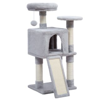 cat tree, 34.6-inch small cat tower with soft plush perch, for kittens, 3-tier cat condo furniture with scratching posts, with anti-tipping, sturdy, indoor