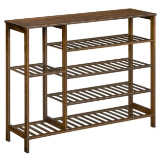 حامل حذاء الخيزران, منظم رف أحذية كبير الخيزران, يحمل 18-22 أزواج من الأحذية, تخزين رف الأحذية متعدد الاستخدامات, للدخول, المدخل وخزانة, 39.4" L x 11.8" ث × 31.5" ح, موكا